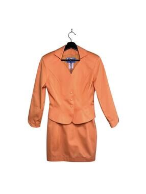 Vintage Thierry Mugler Orange Skirt Suit Set Blazer 36France